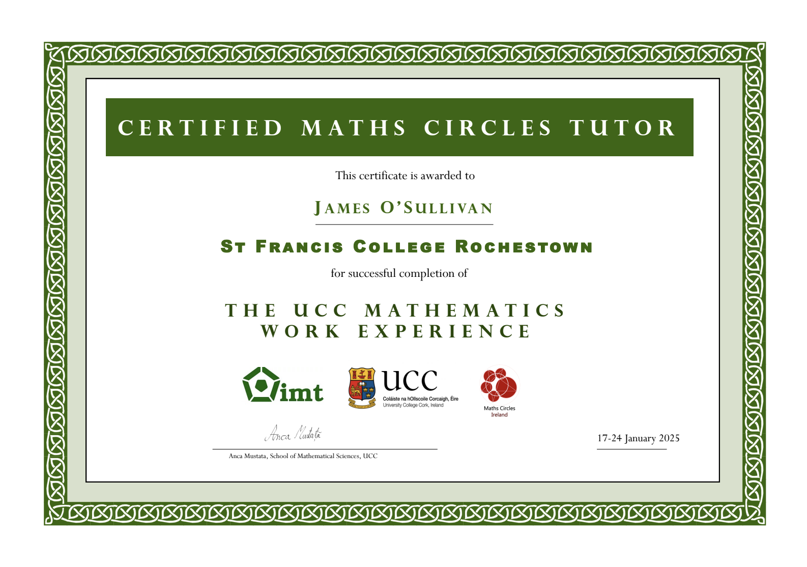 UCC Tutor Certificate